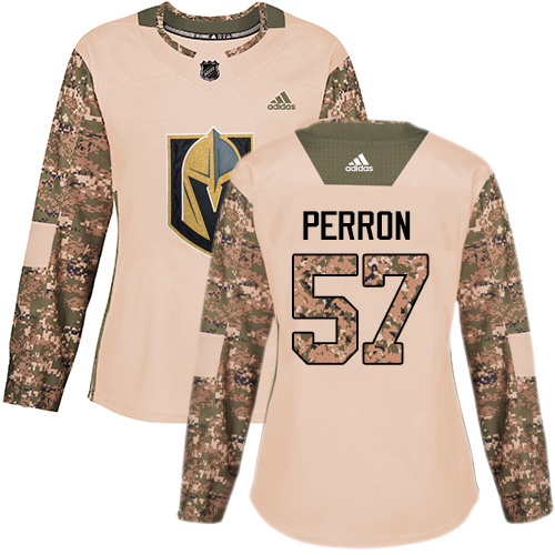 Adidas Golden Knights #57 David Perron Camo Authentic Veterans Day Women's Stitched NHL Jersey